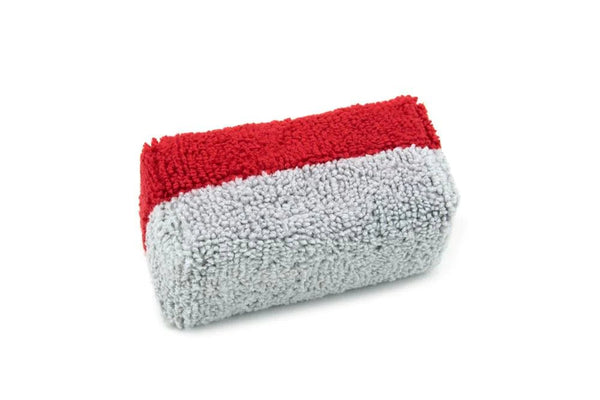 Autofiber Thick Microfiber Coating Applicator Sponge with Plastic BarrierSaver Applicator Red/Gray - Detail Distributors Inc